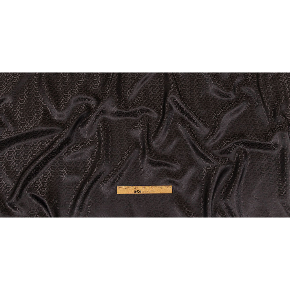 Black and Charcoal Faux 3D Boxes Jacquard Lining - Full