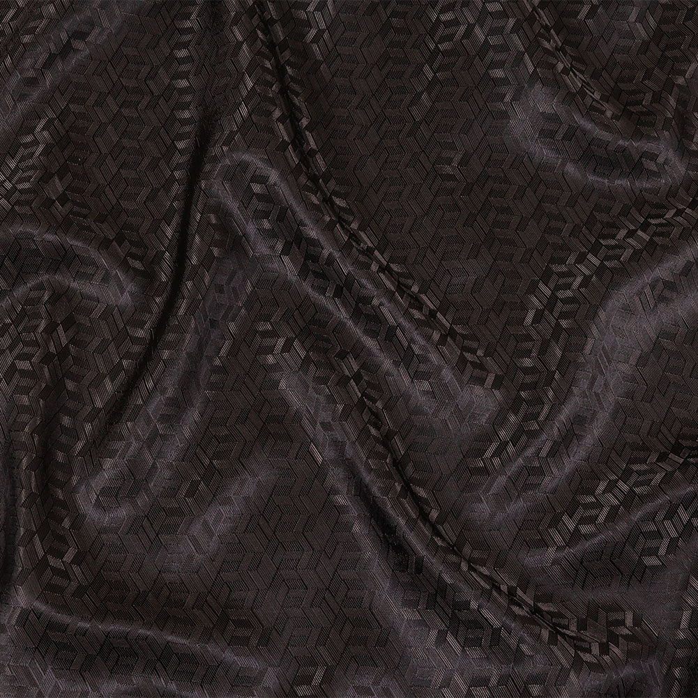 Black and Charcoal Faux 3D Boxes Jacquard Lining