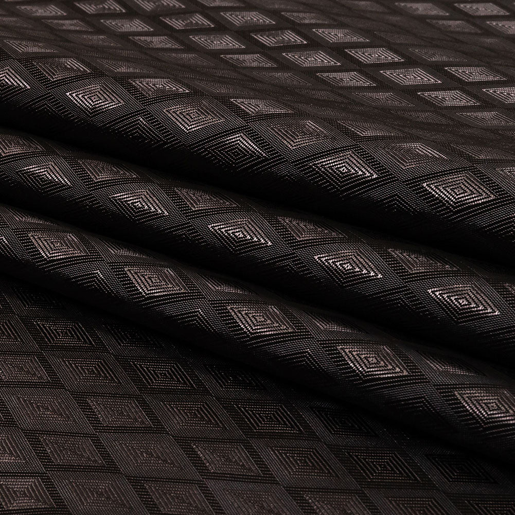 Black and Charcoal Diamonds Jacquard Lining - Folded