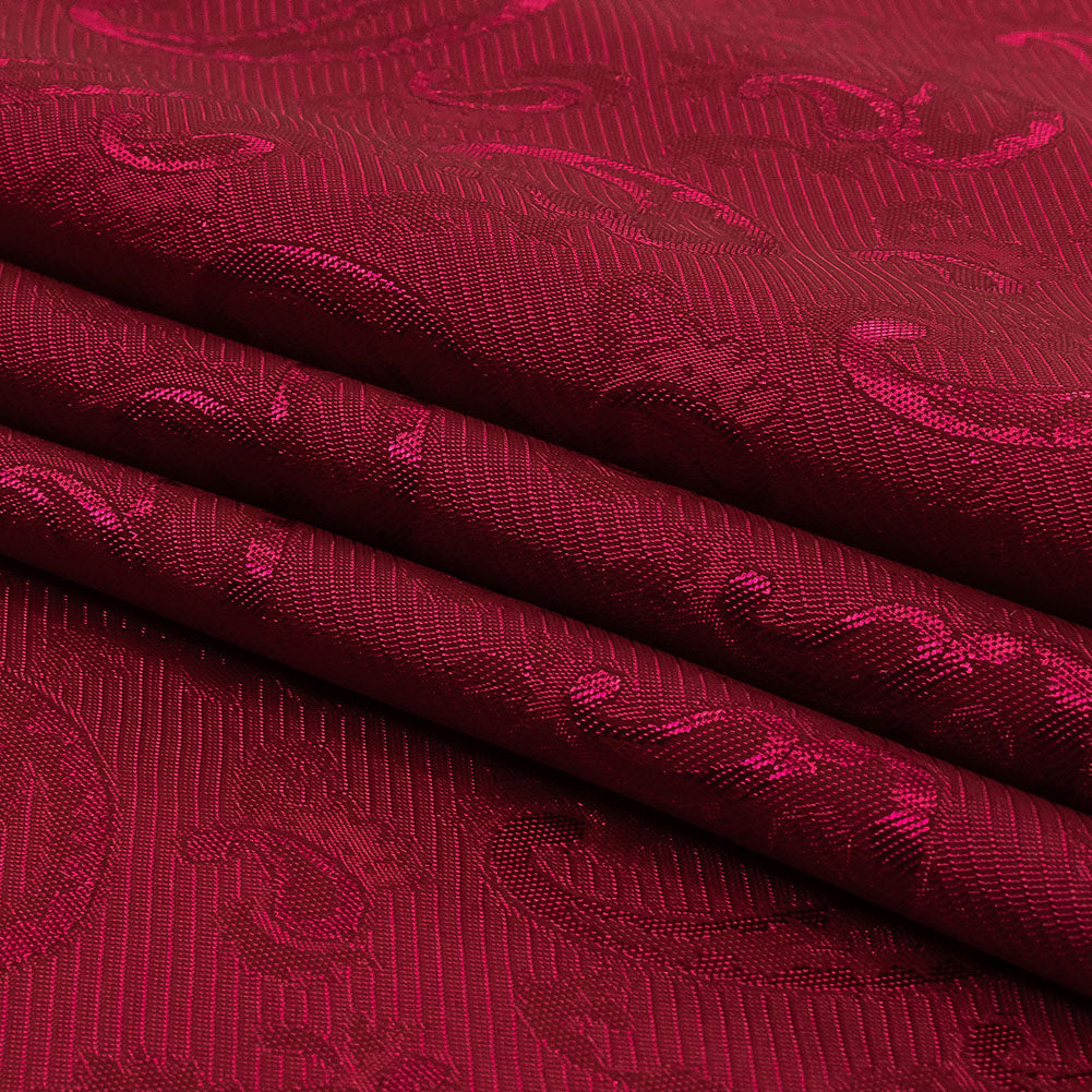 Magenta Paisley Jacquard Lining - Folded