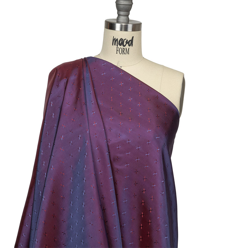 Xs Jacquard Lining - Red and Navy Bi-Color - Drape