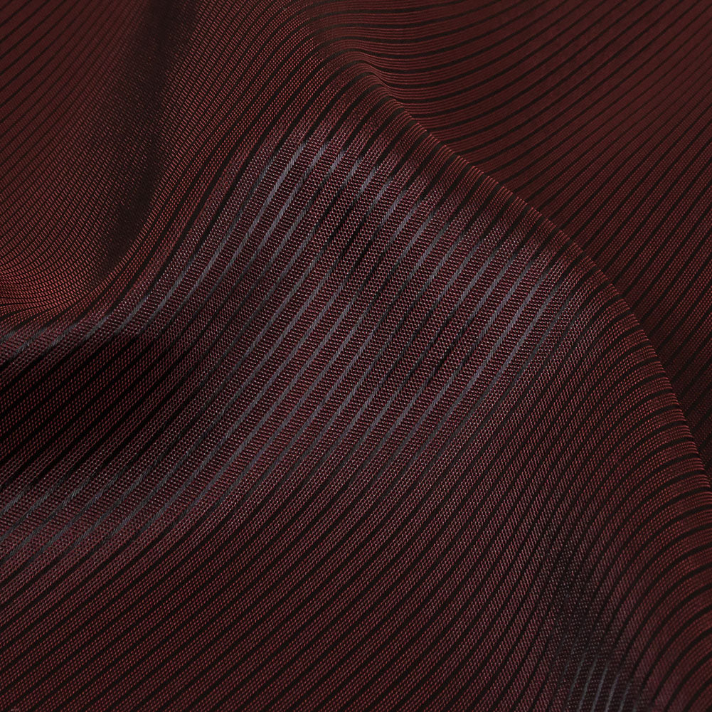 Maroon and Black Diagonal Stripes Jacquard Lining - Detail