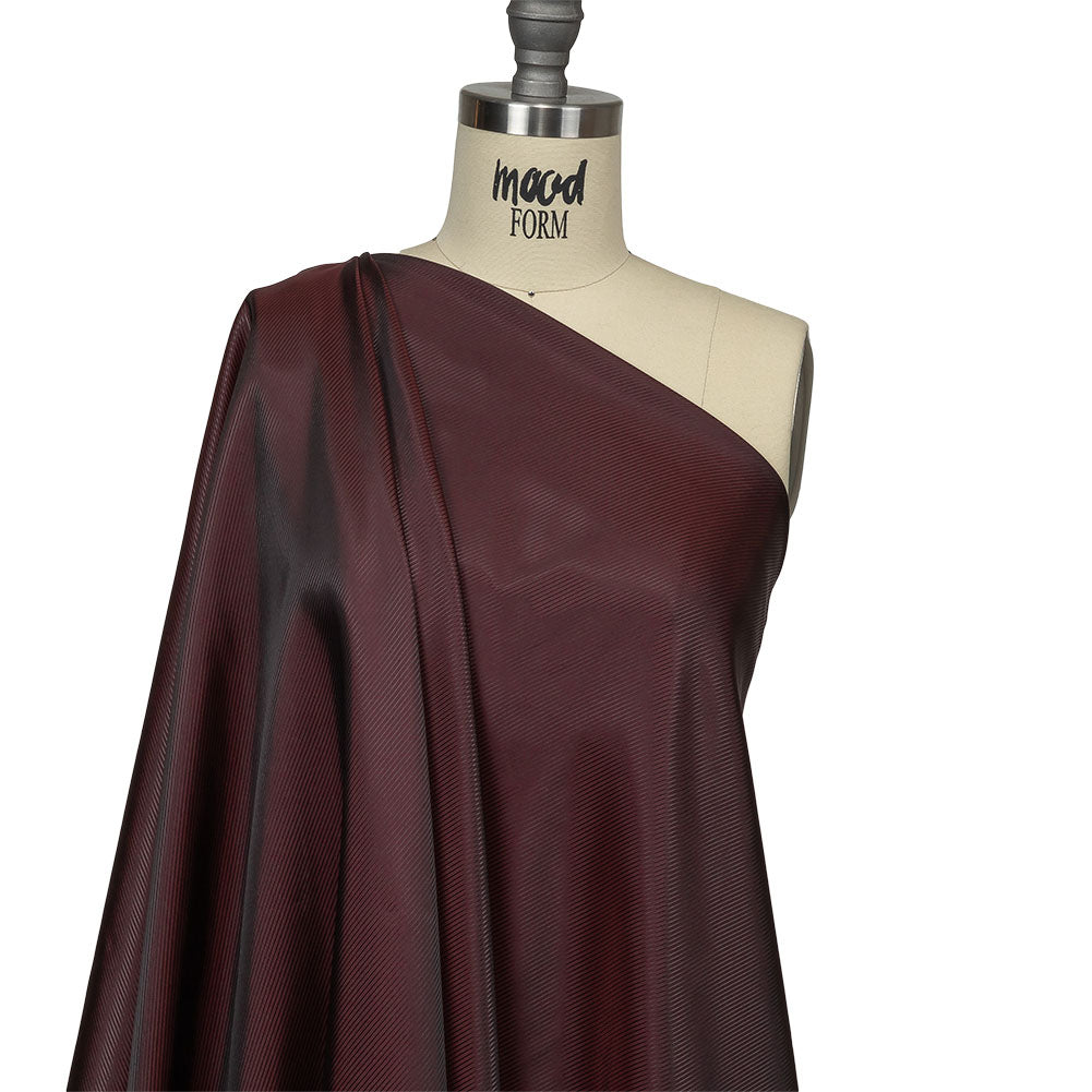 Maroon and Black Diagonal Stripes Jacquard Lining - Drape