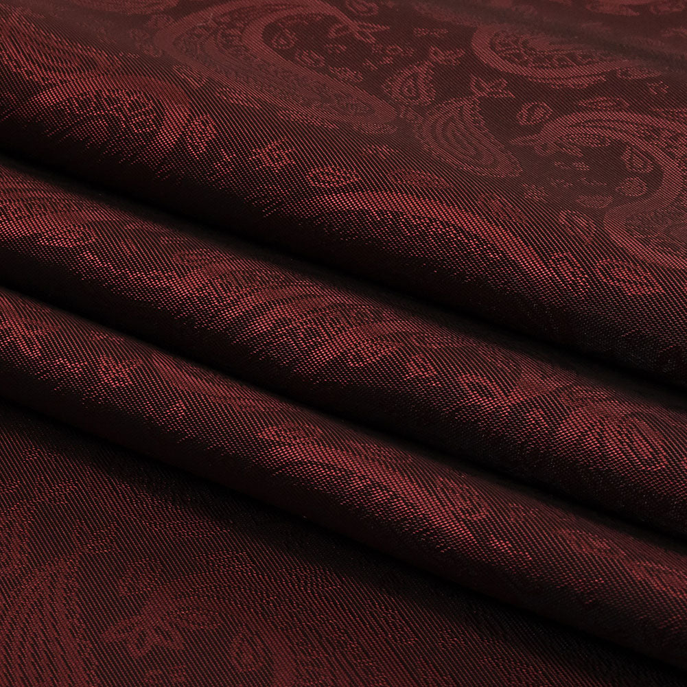 Maroon Paisley Jacquard Lining - Folded
