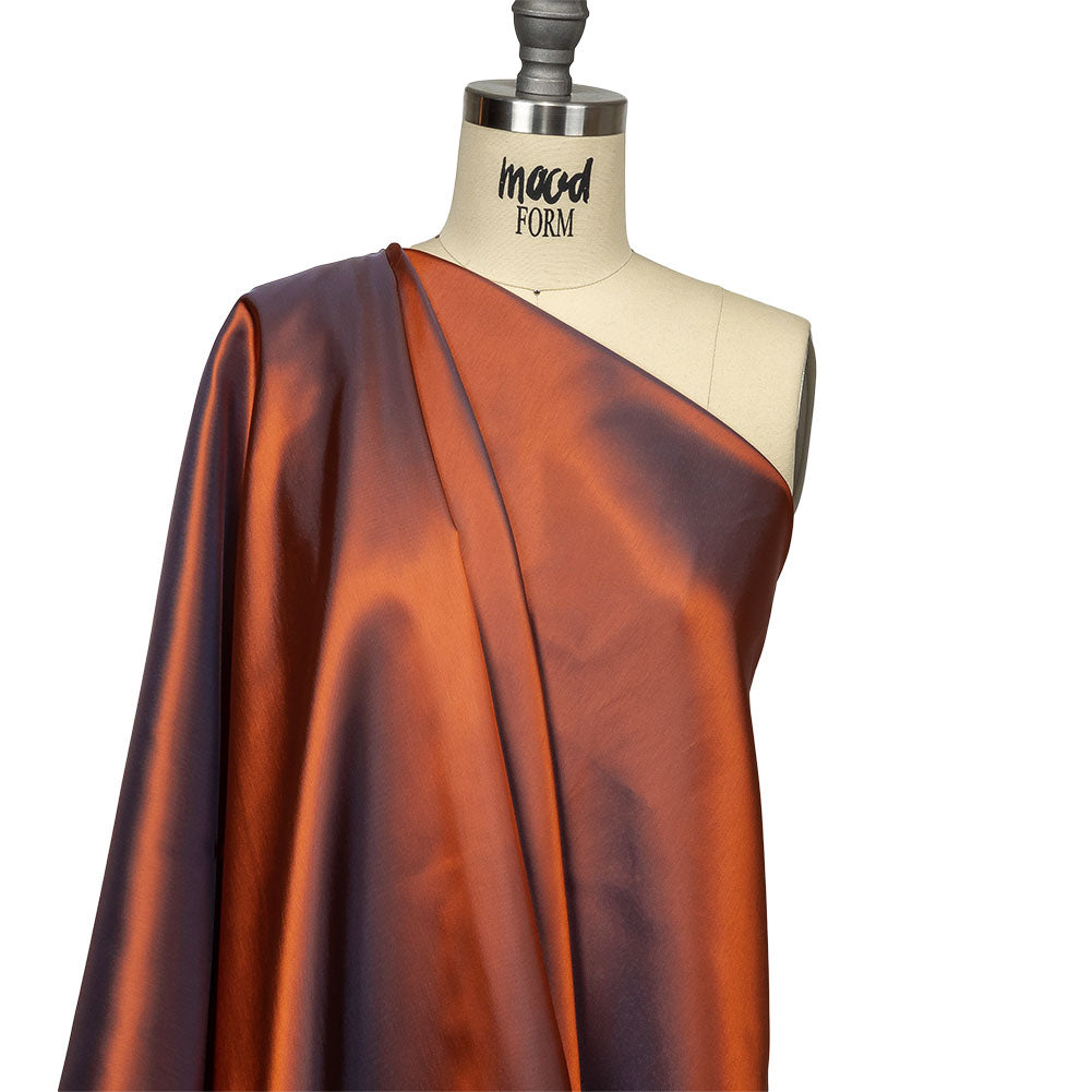 Iridescent Twill Lining - Orange and Aqua - Drape