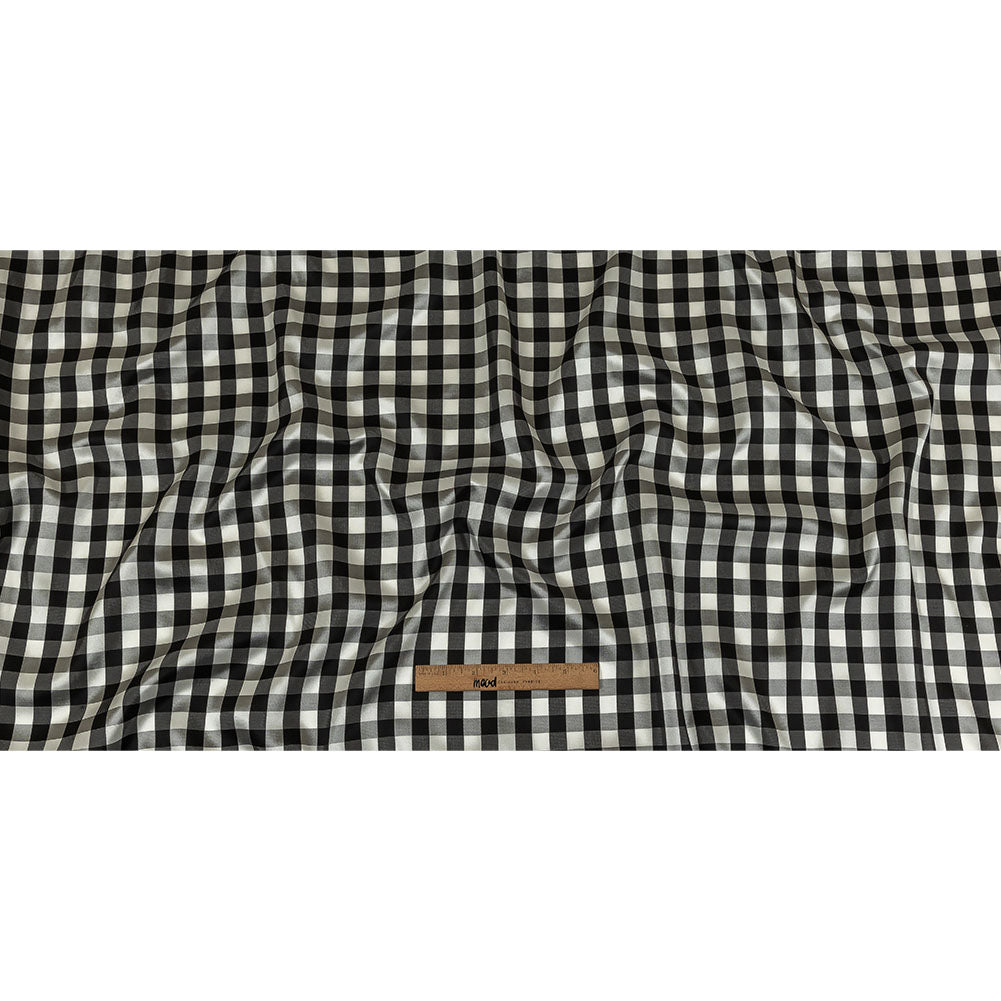 Black and Brilliant White White Gingham Acetate Twill Lining - Full