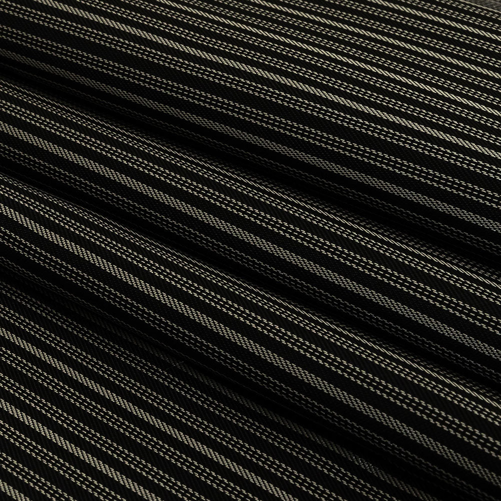 Black and Silver Striped Acetate Twill Lining - Folded