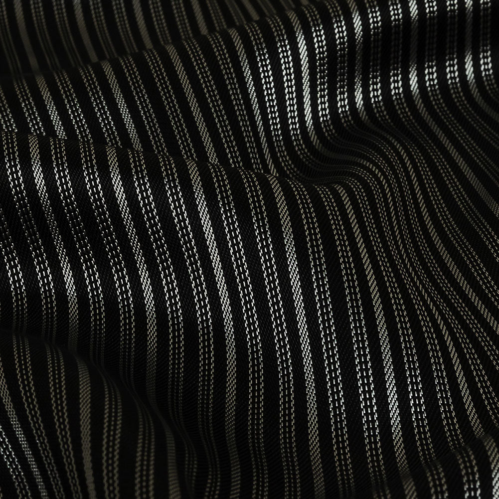 Black and Silver Striped Acetate Twill Lining - Detail