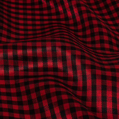 Mini Gingham Acetate Twill Lining - Red and Black