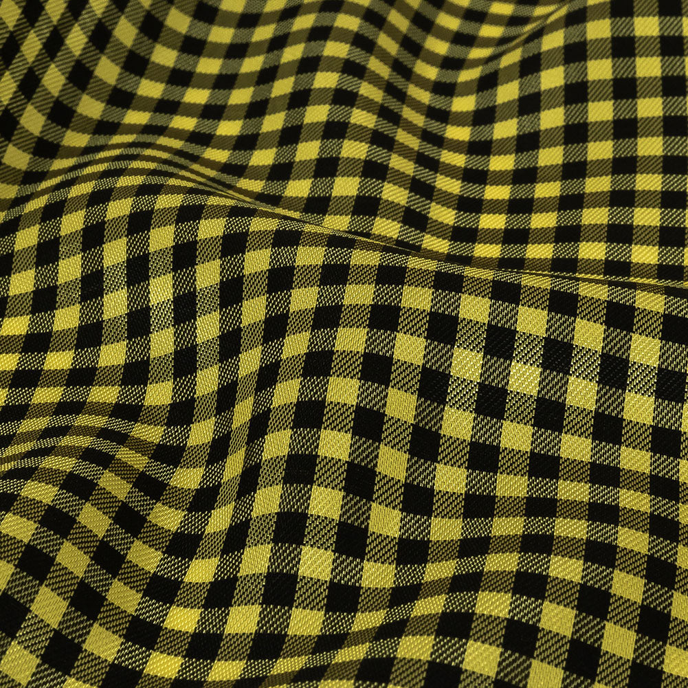 Mini Gingham Acetate Twill Lining - Yellow and Black - Detail