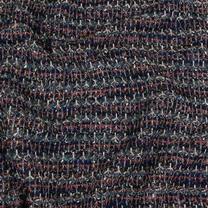 Pink, Dusty Teal and Navy Striped Boucle Blended Wool Sweater Knit