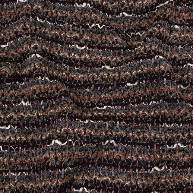Dusty Blue, Olive and Mysterioso Striped Boucle Blended Wool Sweater Knit