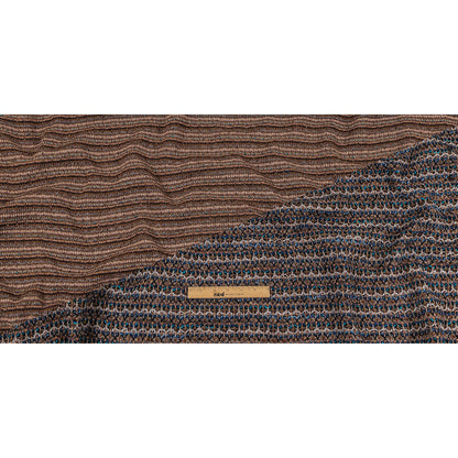 Teal, Gray and Taupe Striped Boucle Blended Wool Sweater Knit Full