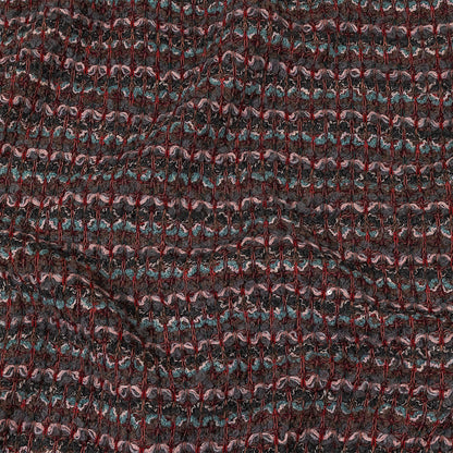 Italian Pink, Gray and Porcelain Striped Boucle Blended Wool Sweater Knit with Clear Baby Sequins