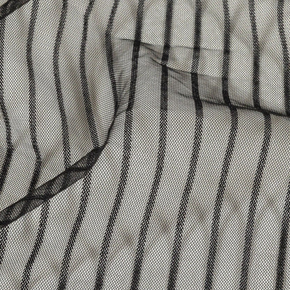 Embroidery Striped Tulle - Black - Elsinore Collection