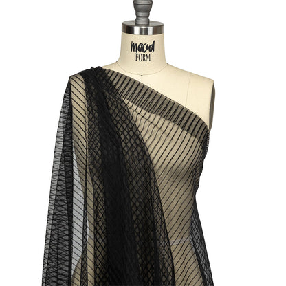 Embroidery Striped Tulle - Black - Elsinore Collection