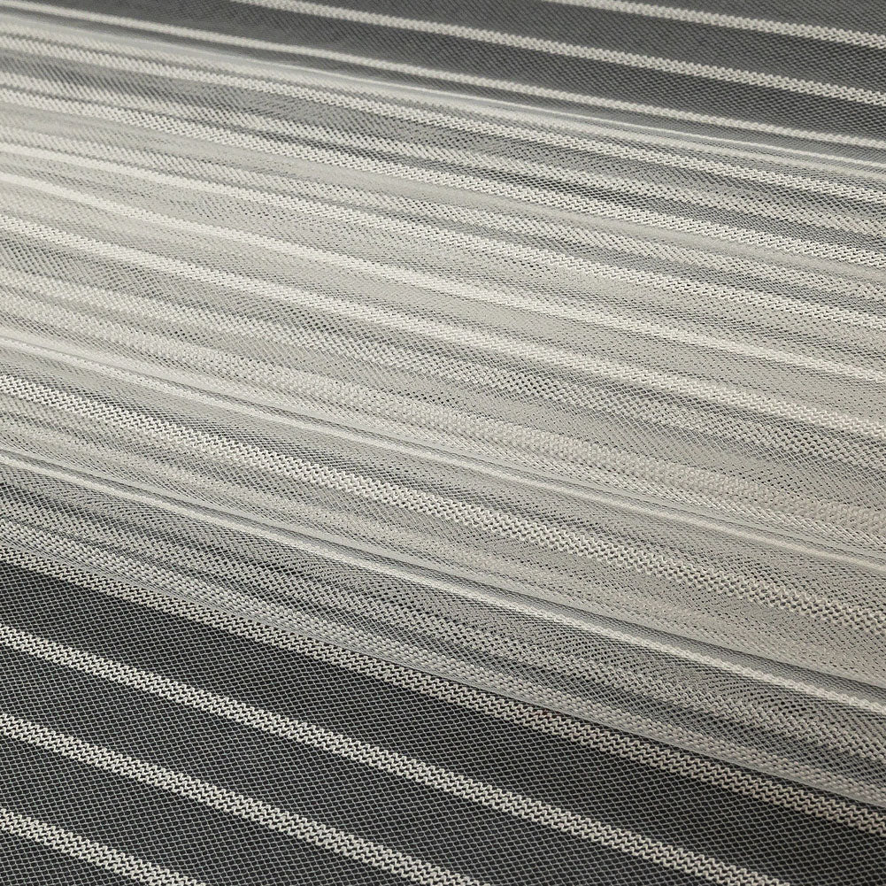 Embroidery Striped Tulle - White - Elsinore Collection - Folded