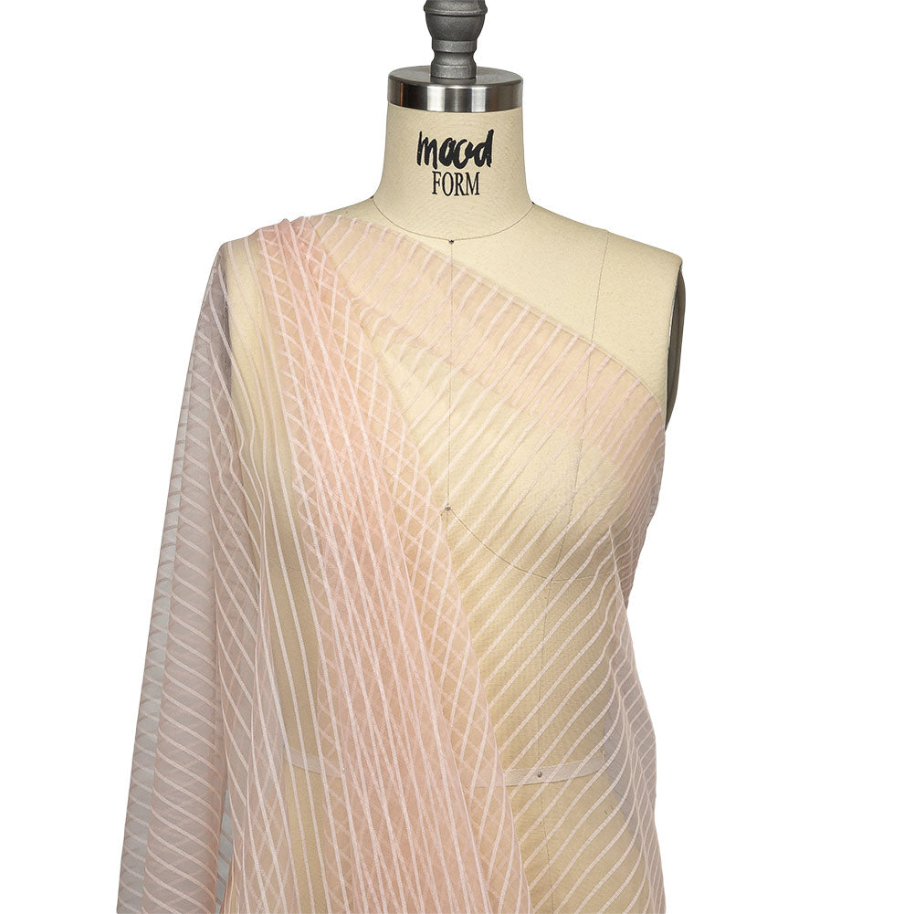 Embroidery Striped Tulle - Blush - Elsinore Collection - Drape