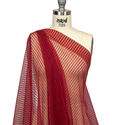 Embroidery Striped Tulle - Wine - Elsinore Collection