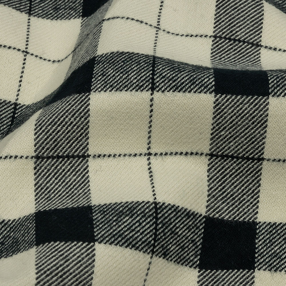 Cream and Black Plaid Brushed Cotton Twill Detail