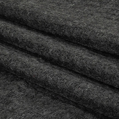 Charcoal Heathered Polyester Waffle Sweater Knit Folded