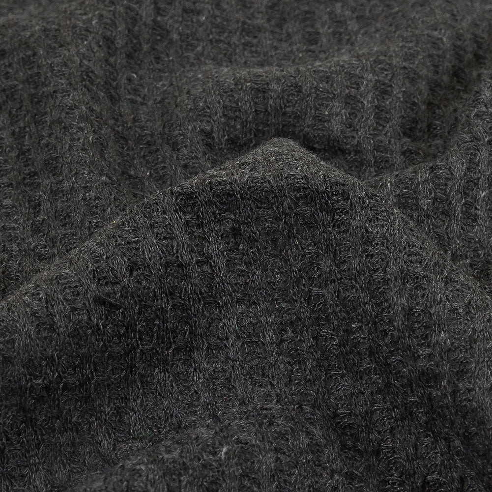 Charcoal Heathered Polyester Waffle Sweater Knit Detail