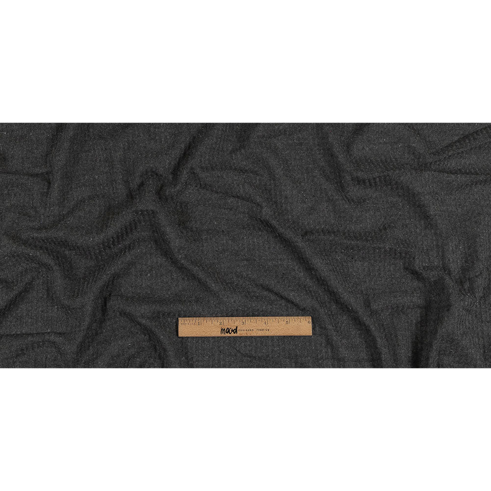Charcoal Heathered Polyester Waffle Sweater Knit Full