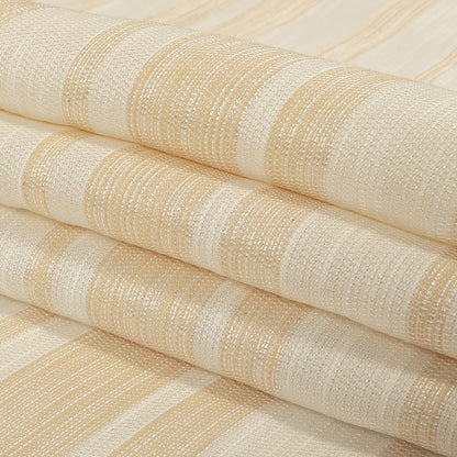 Pale Gold and Ivory Striped Polyester Woven Folded