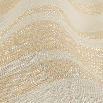 Pale Gold and Ivory Striped Polyester Woven Detail