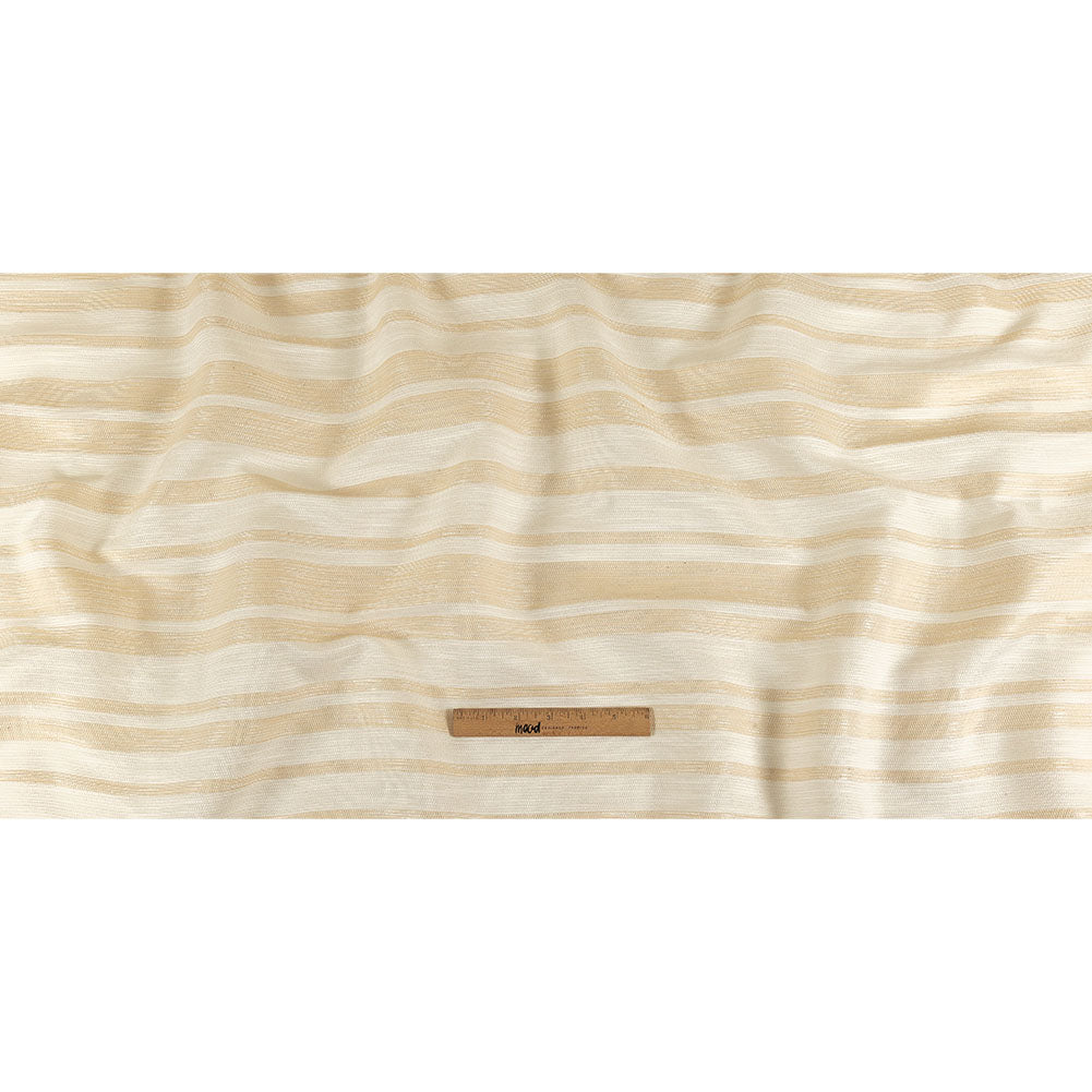 Pale Gold and Ivory Striped Polyester Woven Full