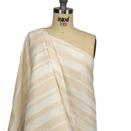 Pale Gold and Ivory Striped Polyester Woven Drape