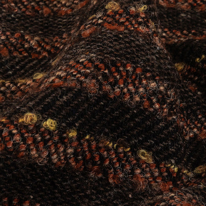 Brown, Black and Orange Boucle Stripes Blended Wool Twill Coating Detail