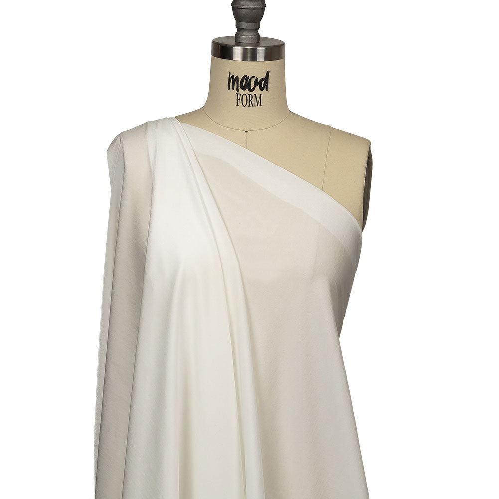 White Lightweight Stretch Polyester Tricot Drape