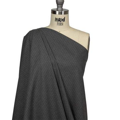 Gray and Beige Pinstriped Cotton and Polyester Suiting Drape