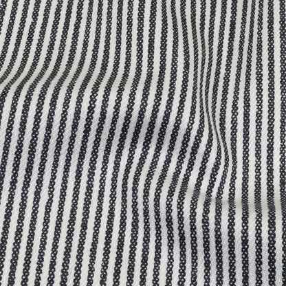 White and Dark Gray Loopy Stripes Stretch Cotton Twill Detail