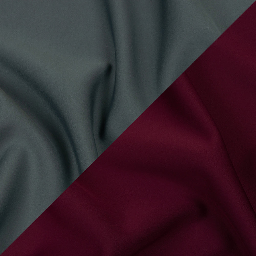 Double Faced Stretch Neoprene 3yd Bundle - Bordeaux and Gray Blue - Wave Collection