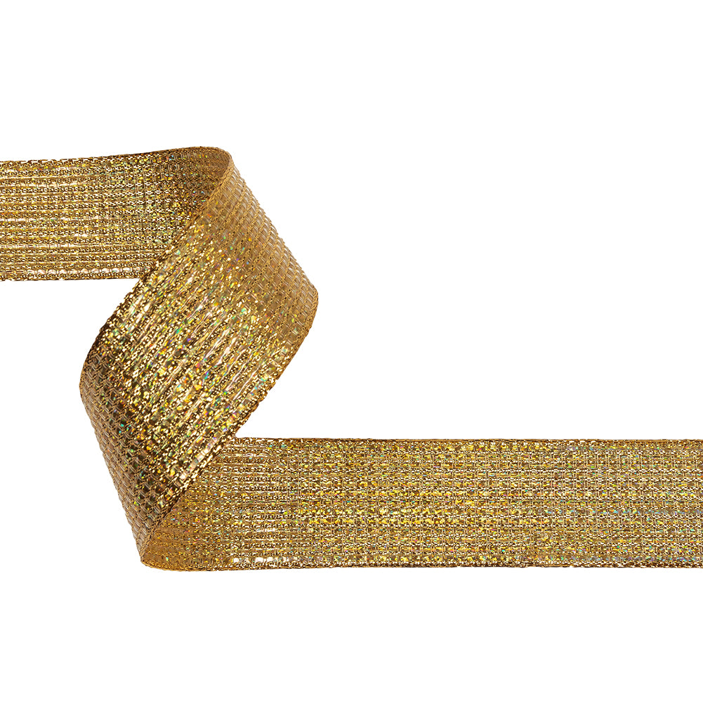 Metallic Gold Iridescent Wire Edged Ribbon - 1.5"