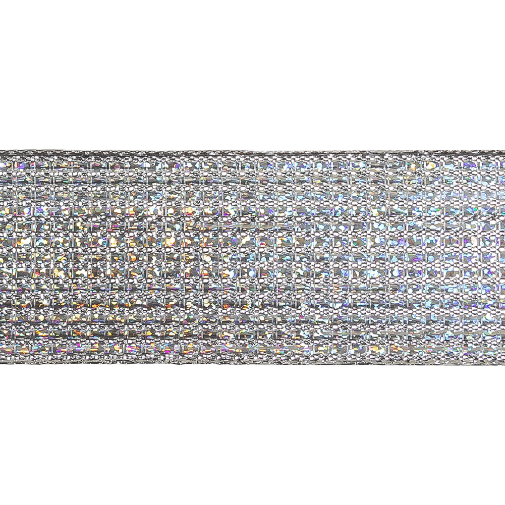 Metallic Silver Iridescent Wire Edged Ribbon - 1.5" - Detail