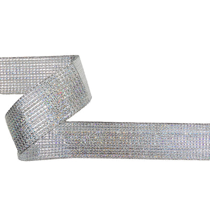 Metallic Silver Iridescent Wire Edged Ribbon - 1.5"