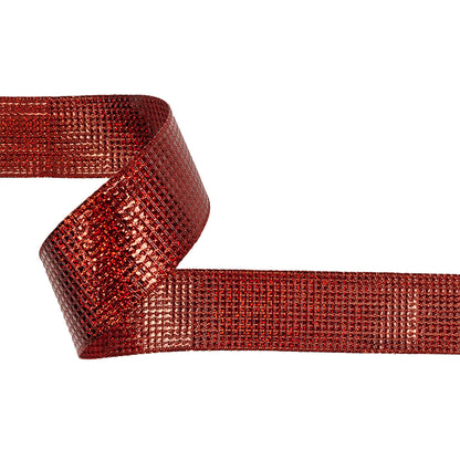 Metallic Red Iridescent Wire Edged Ribbon - 1.5"