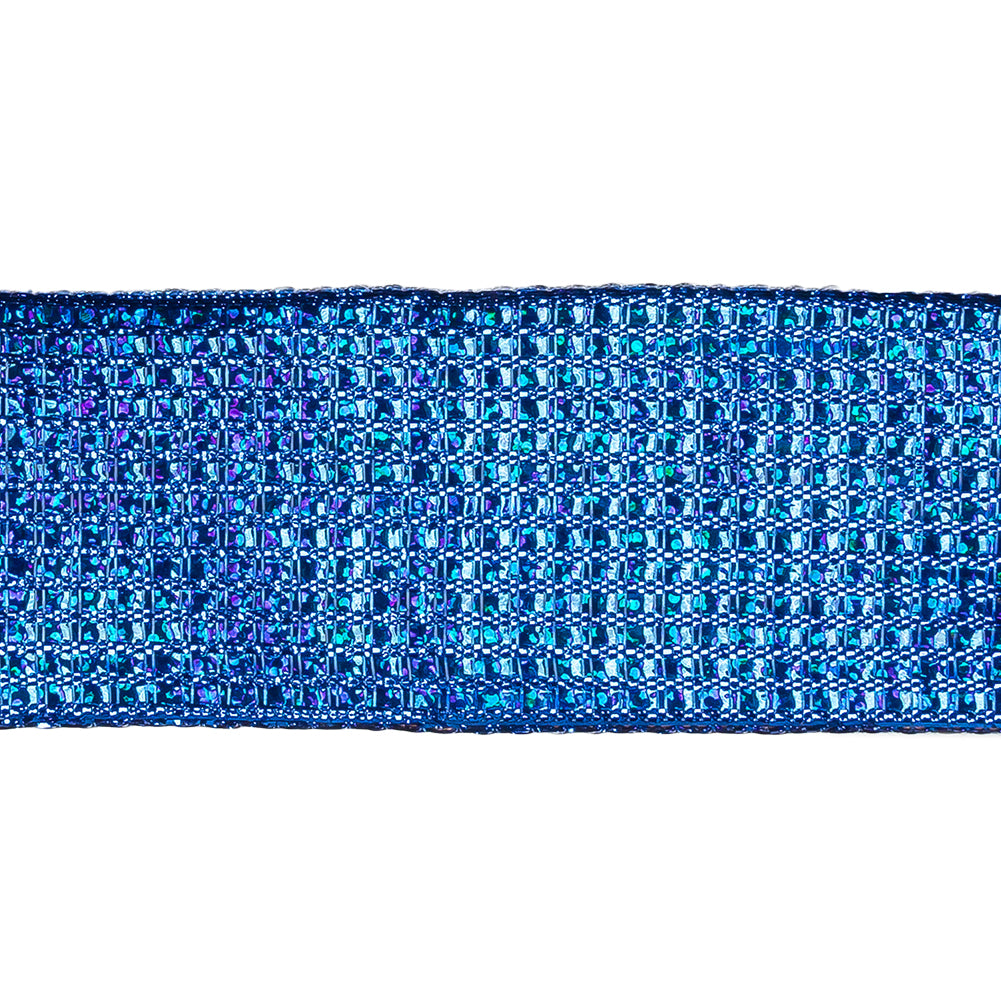 Metallic Royal Blue Iridescent Wire Edged Ribbon - 1.5" - Detail