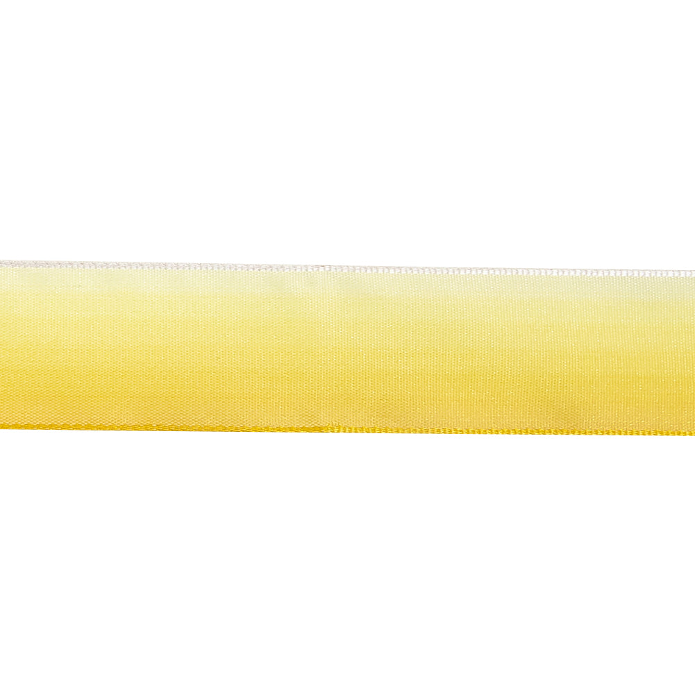 Daffodil and White Ombre Wire Edged Ribbon - 0.875" - Detail