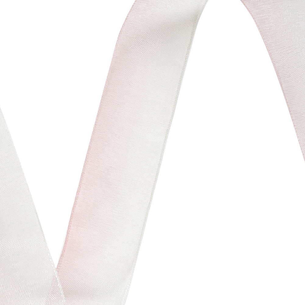 Sheer Pink and White Alyssum Ombre Ribbon - 0.875" - Detail