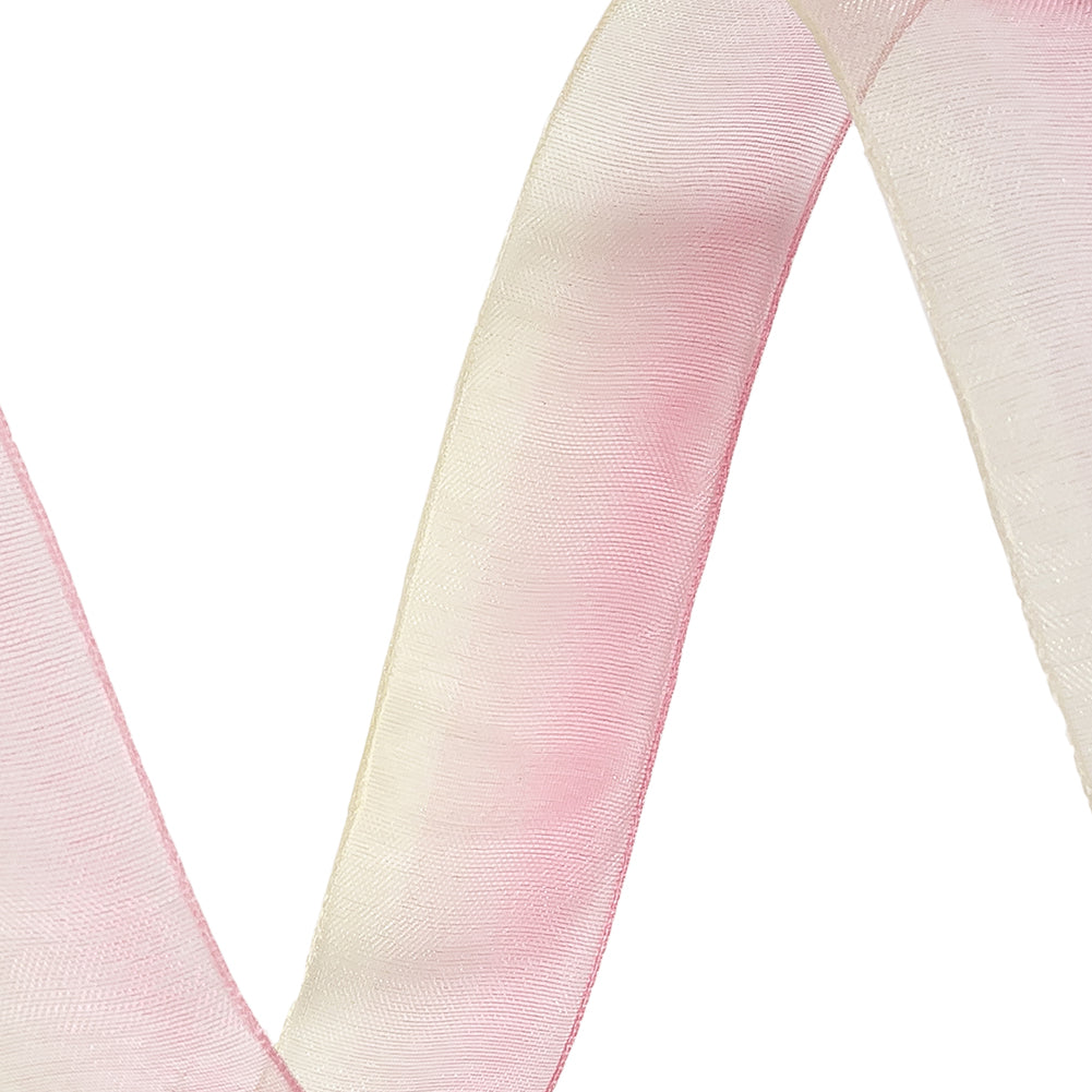 Sheer Yellow and Hot Pink Ombre Ribbon - 0.875" - Detail