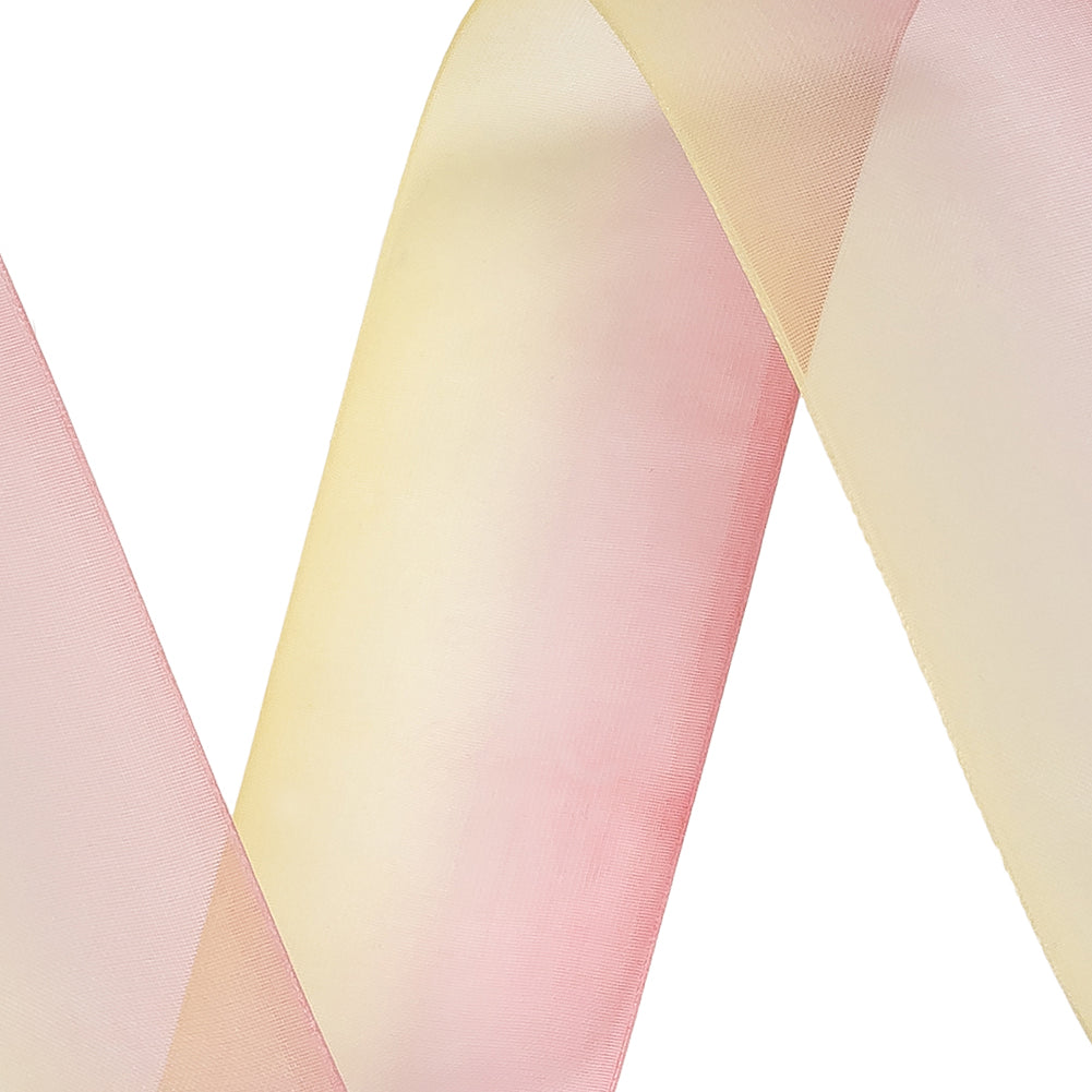 Sheer Yellow and Hot Pink Ombre Ribbon - 1.5" - Detail