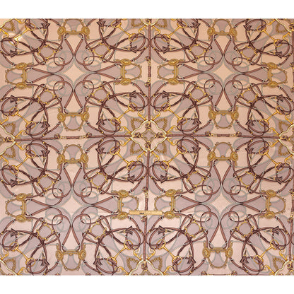 Mood Exclusive Italian Beige, Taupe and Gold Bridles and Reins Silk Charmeuse Panel