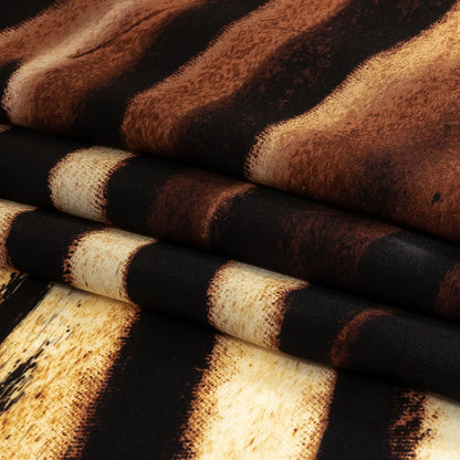 Mood Exclusive Italian Black, White and Brown Abstracted Zebra Border Printed Silk Charmeuse