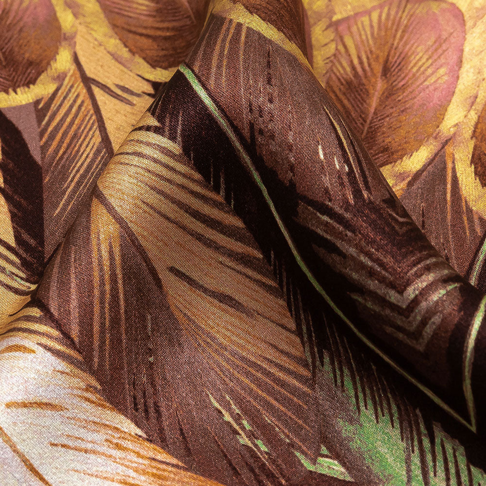 Mood Exclusive Italian Cream Blush and Sage Feathered Chevrons Silk Charmeuse Panel - Detail