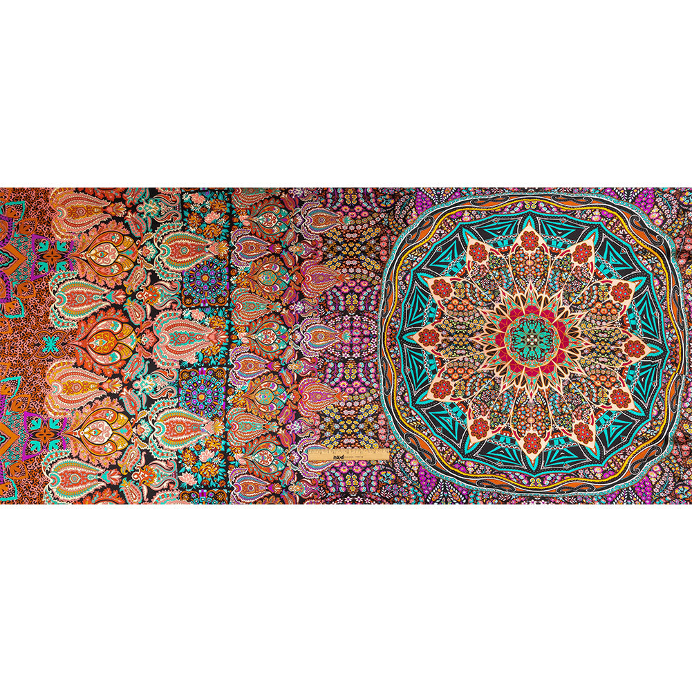 Mood Exclusive Italian Red, Green and Pink Medallion Silk Charmeuse Panel - Full