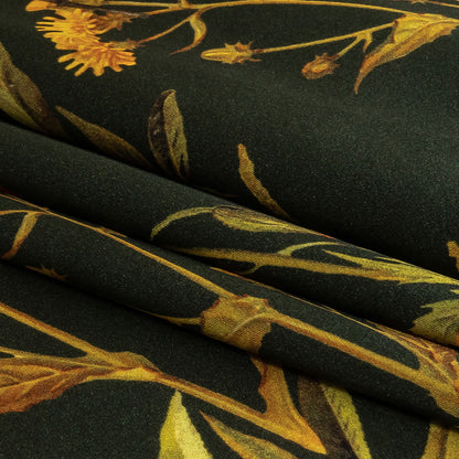 Mood Exclusive Italian Kombu Green, Red and Golden Yellow Botanical Silk Charmeuse